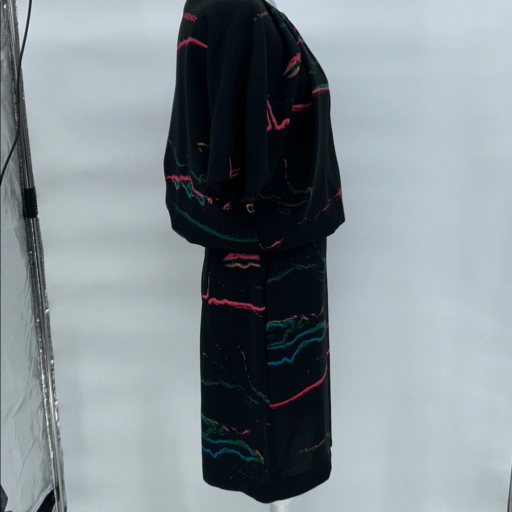 & Other Stories Black Abstract Print Short Sleeve Dress Cinched Waist Size 8 - Picture 6 of 12